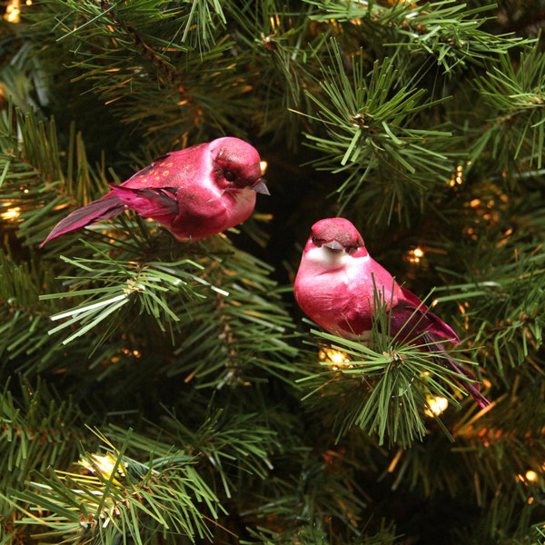 Northlight Pack of 12 Pink Mauve Feather Bird Christmas Ornaments 3.75